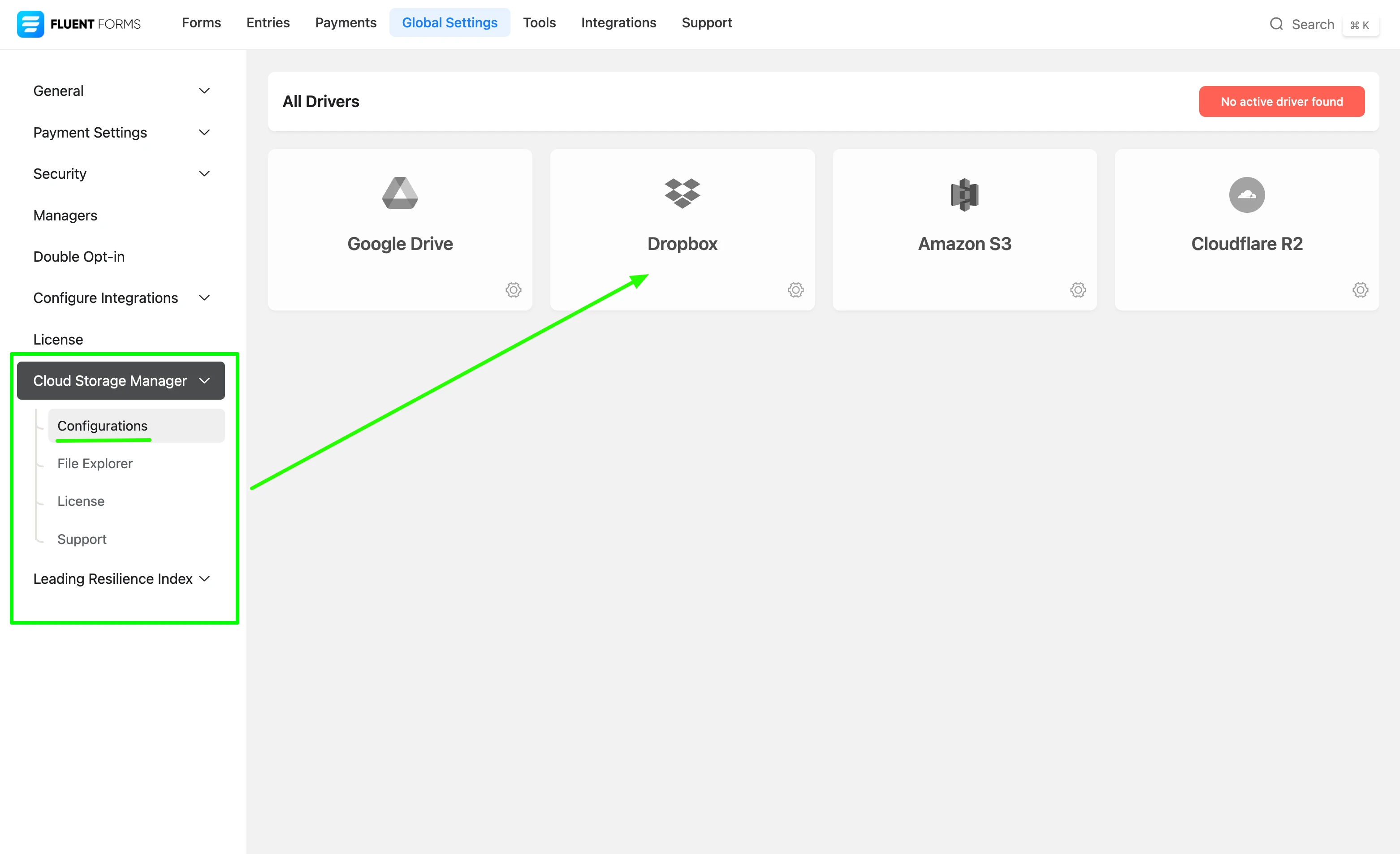 Configure Dropbox in Cloud Storage Manager