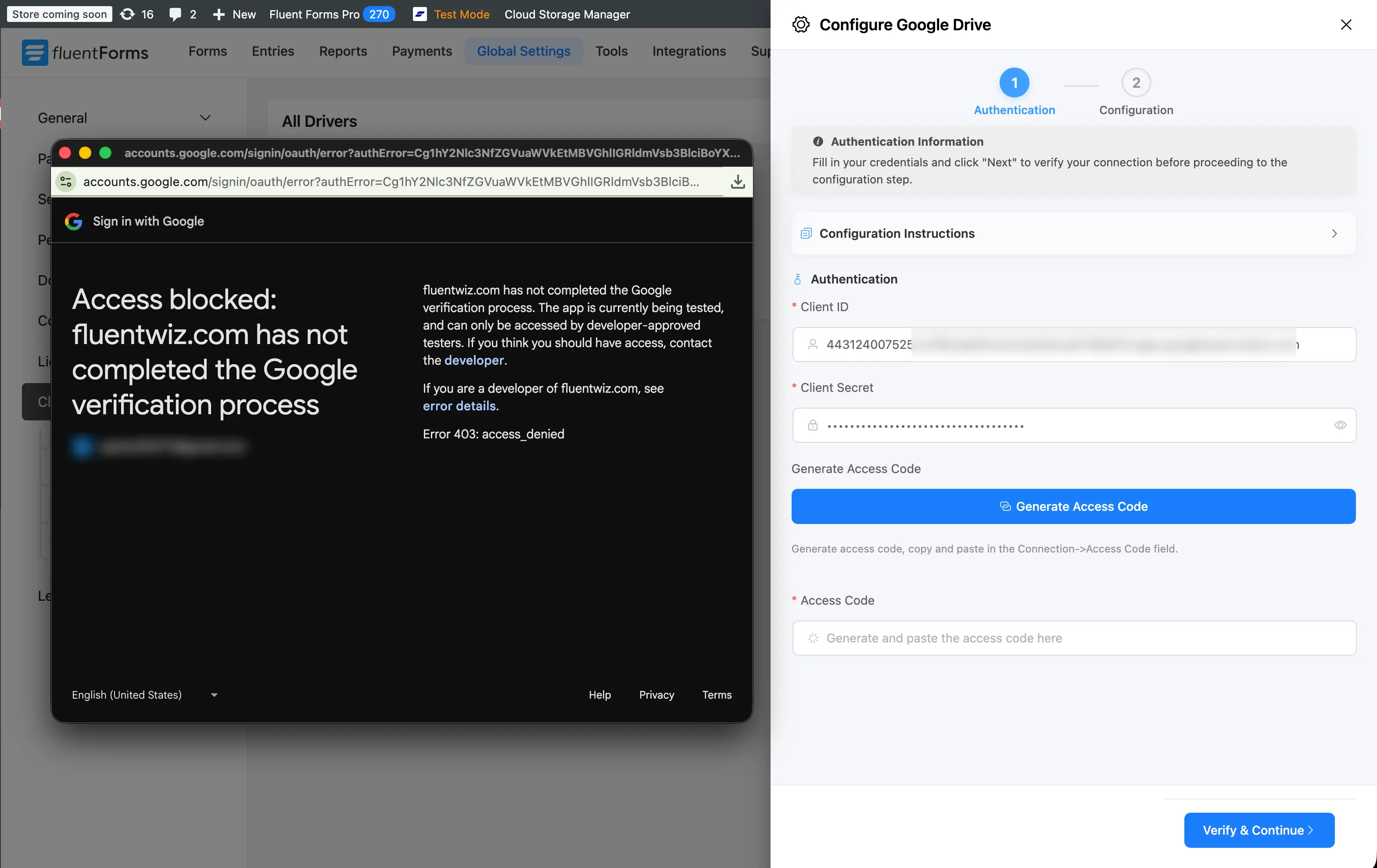 Access Blocked Error