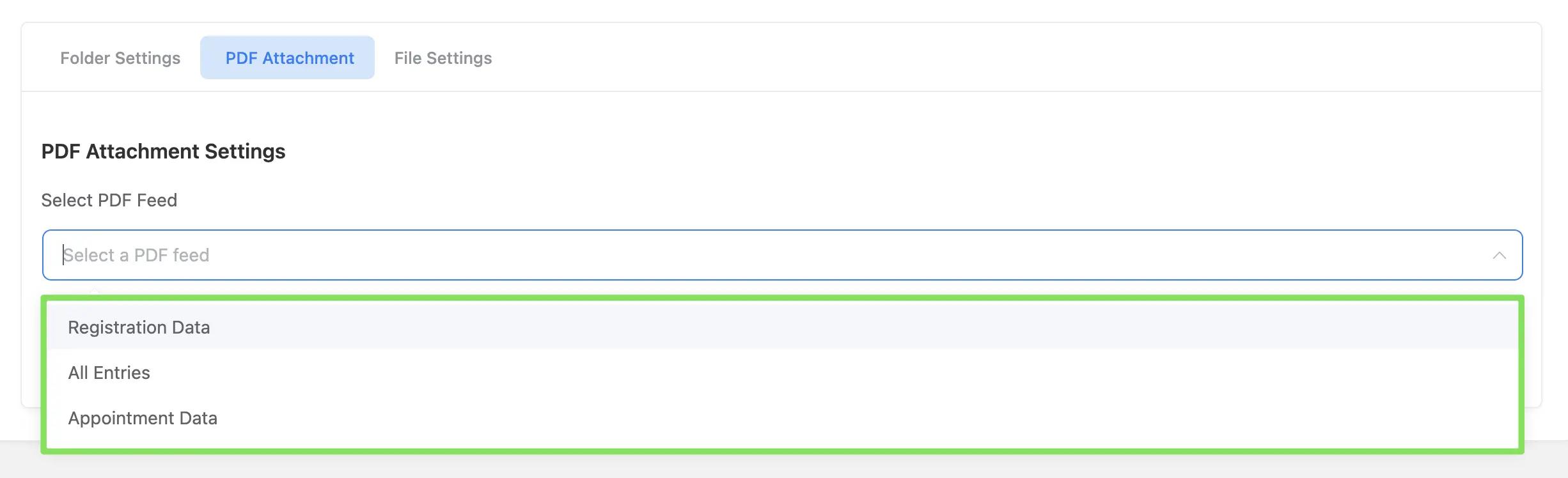 PDF Attachment Settings